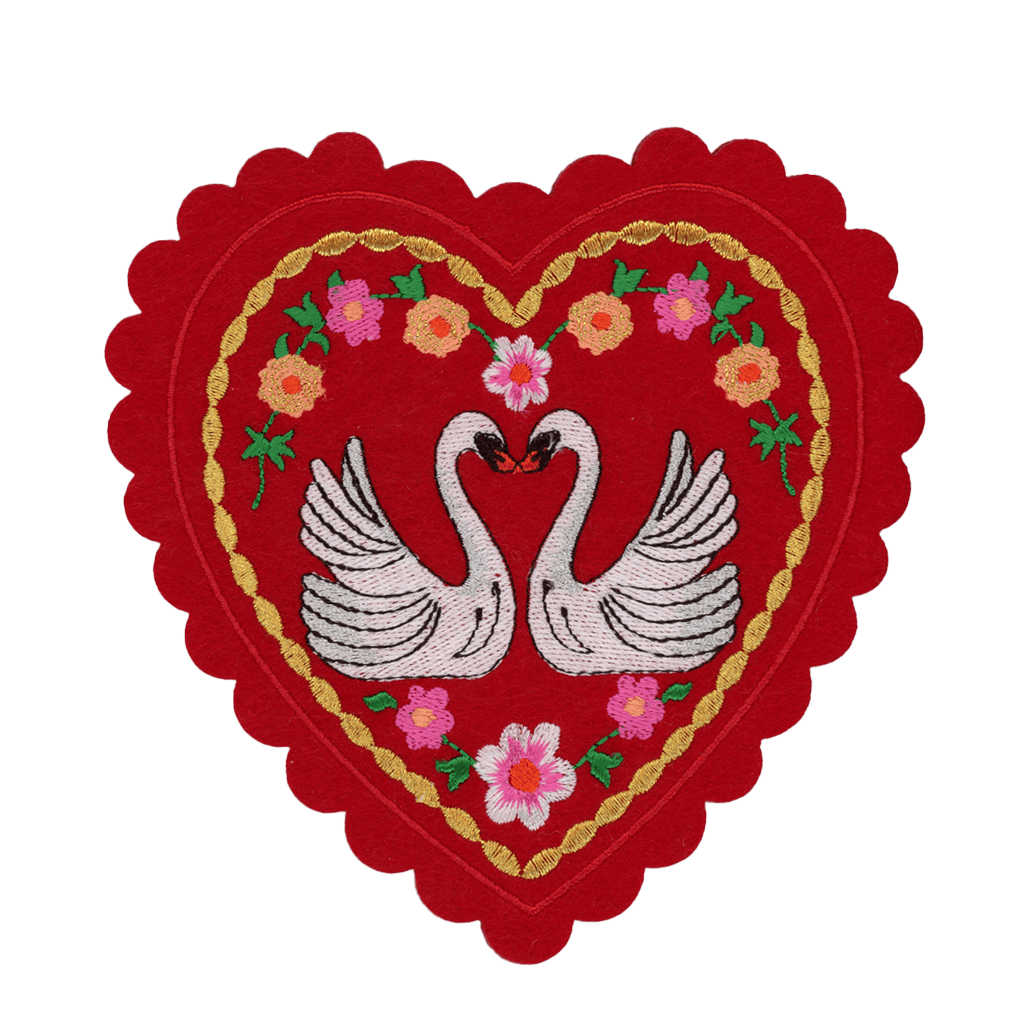 Swans Doily Card (patch + card)